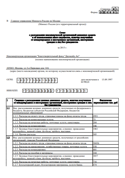Годовой отчет 2015 года в Минюст РФ (часть 2)