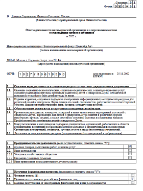 Годовой отчет 2022 года в Минюст РФ (часть 1)