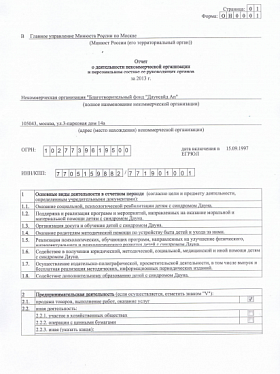 Годовой отчет 2013 года в Минюст РФ (часть 1)